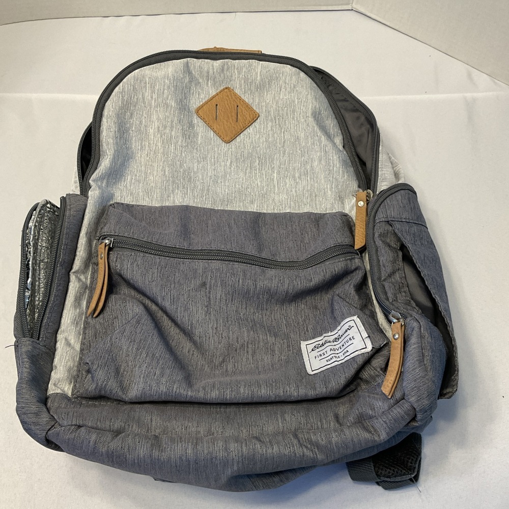 Eddie Bauer Bridgeport Places & spaces Back Pack Diaper Bag - Gray with Tan